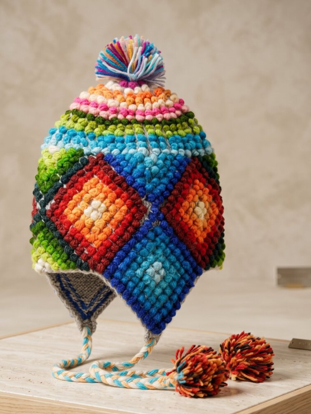 Hand-Knitted Andean Chullo – Traditional Warmth from Cusco